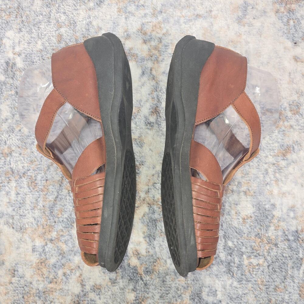 Aerosoles Shoes Womens 7 Brown Leather Fisherman Sandals Buckle Comfort Flat - Picture 4 of 7